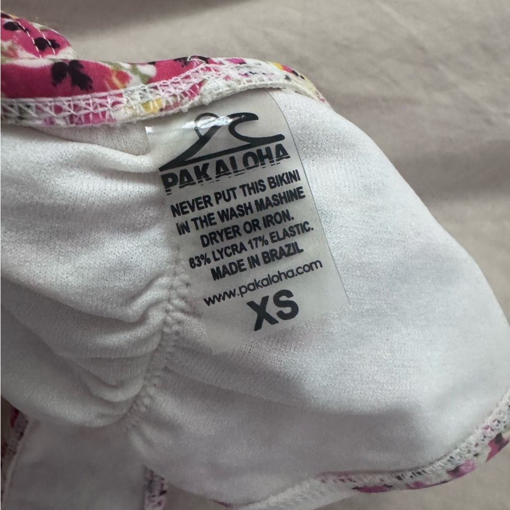 Pakaloha Floral Bikini Bottoms in White and Pink- XS - Picture 4 of 5